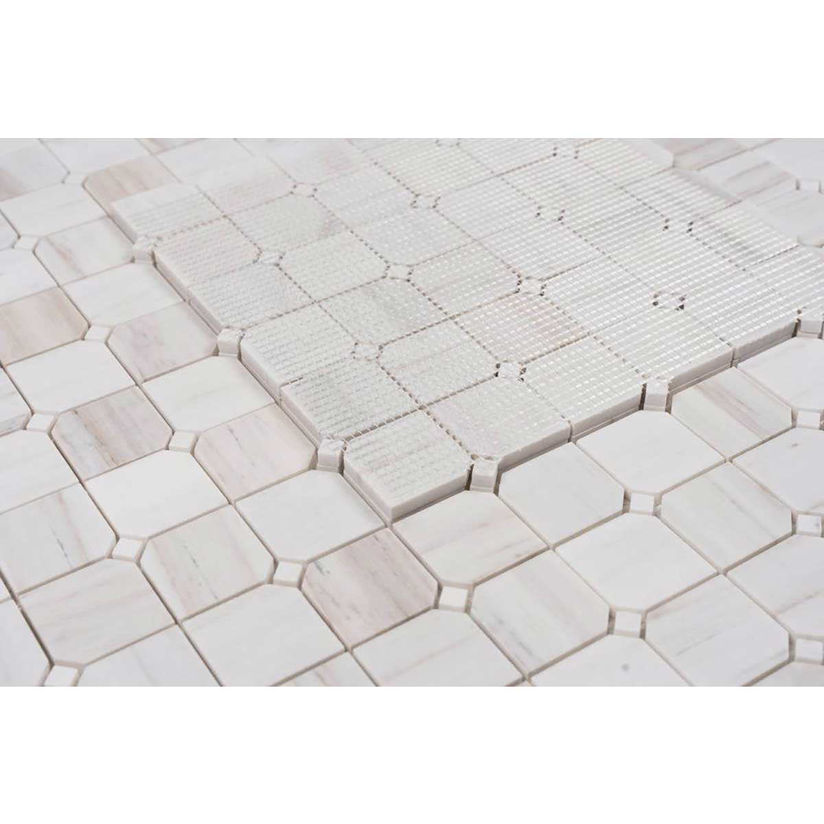 Wooden White marble mosaic tile for kitchen backsplash installation