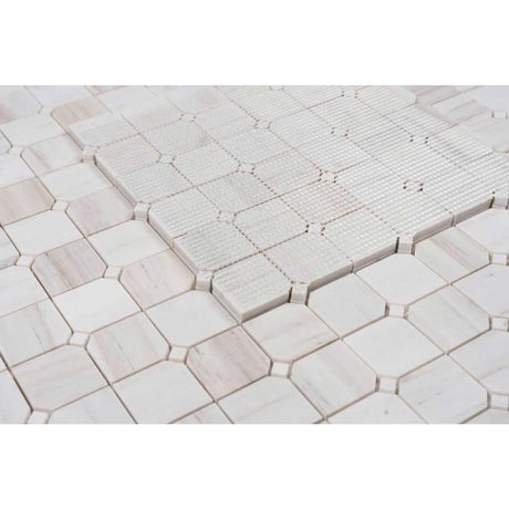 Wooden White marble mosaic tile for kitchen backsplash installation