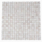 Geometric marble mosaic tile for modern bathroom floor applications