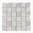 Wooden White clipped square marble mosaic tile for shower floors
