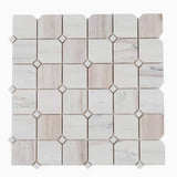 Wooden White clipped square marble mosaic tile for shower floors