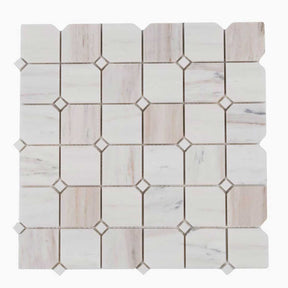 Wooden White clipped square marble mosaic tile for shower floors