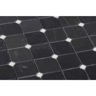 Clipped square bluestone mosaic tile for kitchen backsplash design