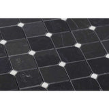 Clipped square bluestone mosaic tile for kitchen backsplash design