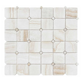 Onyx Ivory marble mosaic tile for luxury shower floors