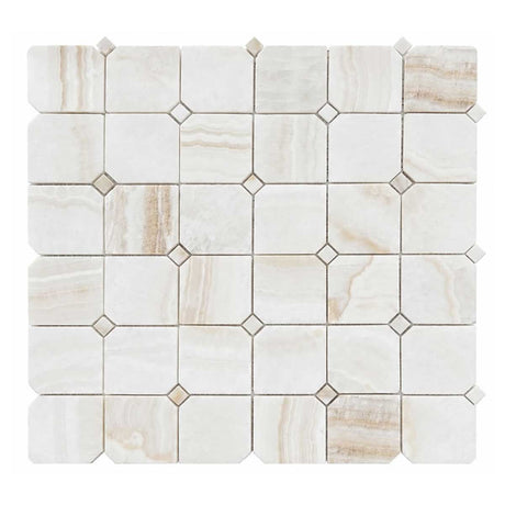 Onyx Ivory marble mosaic tile for luxury shower floors