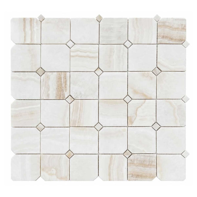 Onyx Ivory marble mosaic tile for luxury shower floors