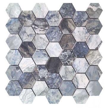 Ocean 2x2 matte porcelain hexagon mosaic tile 12x12 sheet