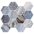 Ocean 4x4 matte porcelain hexagon mosaic tile 12x13.5 sheet
