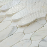 Calacatta Marble Ellipse Mosaic Tile - Honed Finish