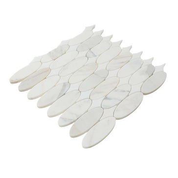 Calacatta Marble Ellipse Mosaic Tile - Honed Finish