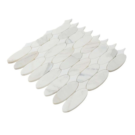 Calacatta Marble Ellipse Mosaic Tile - Honed Finish