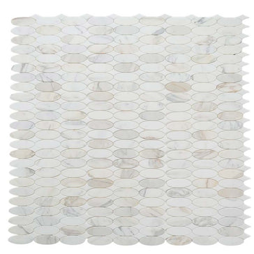 Calacatta Marble Ellipse Mosaic Tile - Honed Finish