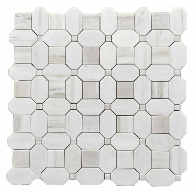 Calacatta Marble Mosaic Tile 12 x 12 Honed Natural Stone - Fog White