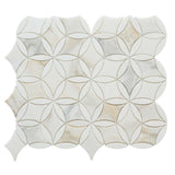 Calacatta Marble Star Mosaic Tile Honed 13.75" x 12" in White with gray veining