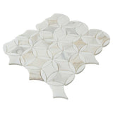 Calacatta Marble Star Mosaic Tile Honed 13.75" x 12" in White with gray veining