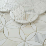 Calacatta Marble Star Mosaic Tile Honed 13.75" x 12" in White with gray veining