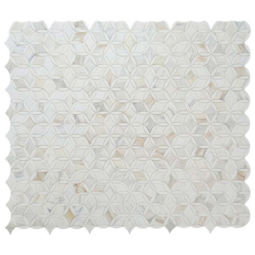 Calacatta Marble Star Mosaic Tile Honed 13.75" x 12" in White with gray veining
