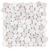 Marble Pebbles Mosaics Heart Shape - White Neutral