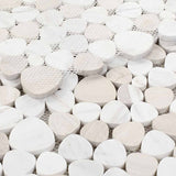 Marble Pebbles Mosaics Heart Shape - White Neutral