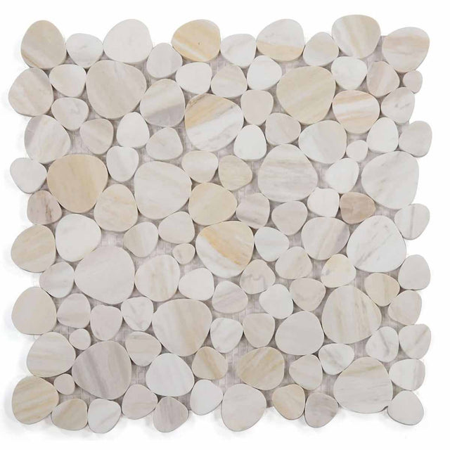 Marble Pebbles Mosaics Heart Shape - Wood
