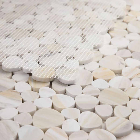 Marble Pebbles Mosaics Heart Shape - Wood