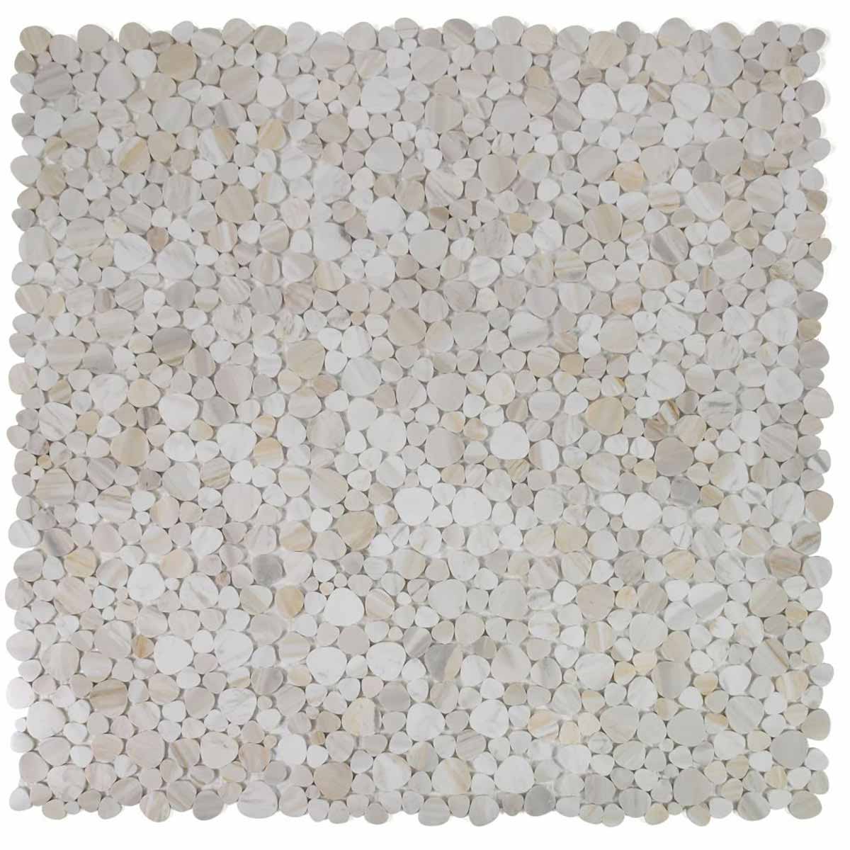 Marble Pebbles Mosaics Heart Shape - Wood