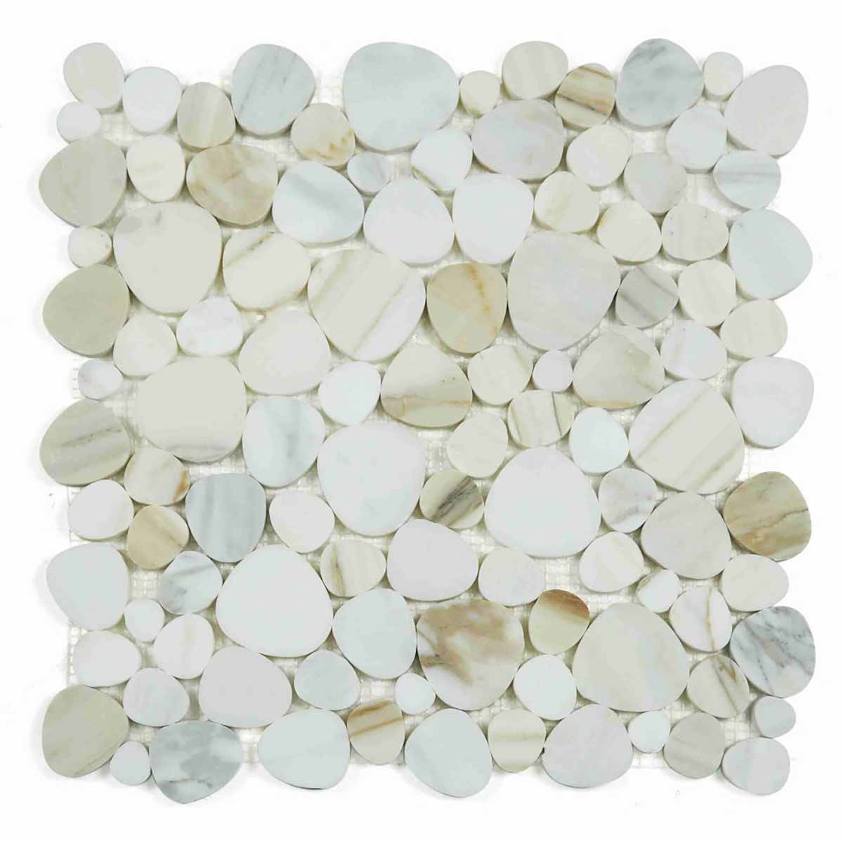Marble Pebbles Mosaics Heart Shape - Calacatta Gold Honed