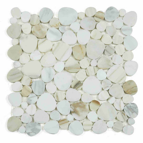 Marble Pebbles Mosaics Heart Shape - Calacatta Gold Honed