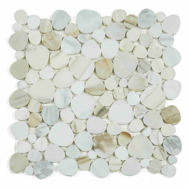 Marble Pebbles Mosaics Heart Shape - Calacatta Gold Honed