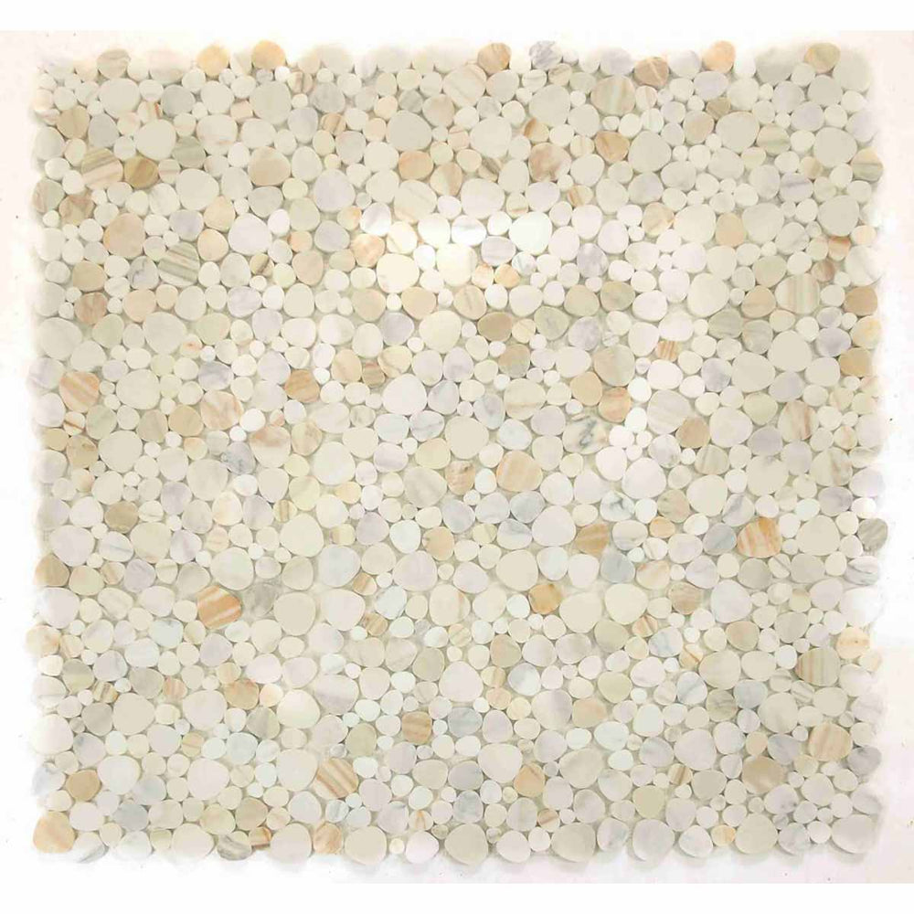 Marble Pebbles Mosaics Heart Shape - Calacatta Gold Honed
