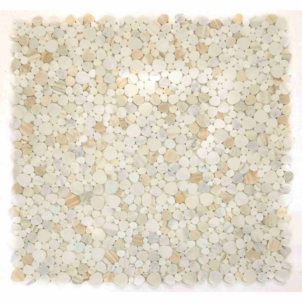 Marble Pebbles Mosaics Heart Shape - Calacatta Gold Honed