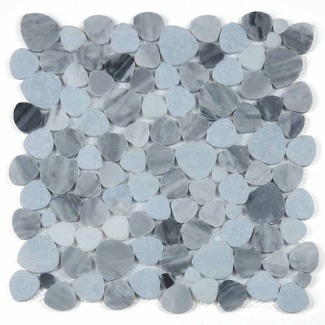 Marble Pebbles Mosaics Heart Shape - Sky Blue