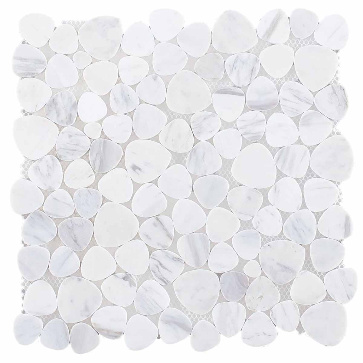 Marble Pebbles Mosaics Heart Shape - White