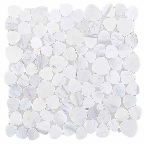 Marble Pebbles Mosaics Heart Shape - White