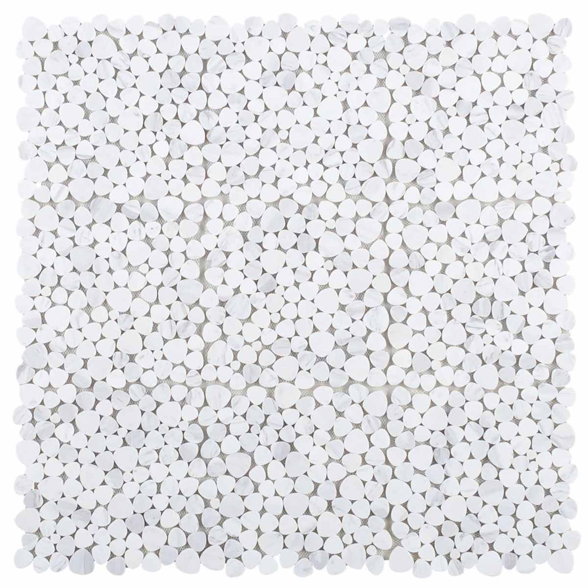 Marble Pebbles Mosaics Heart Shape - White