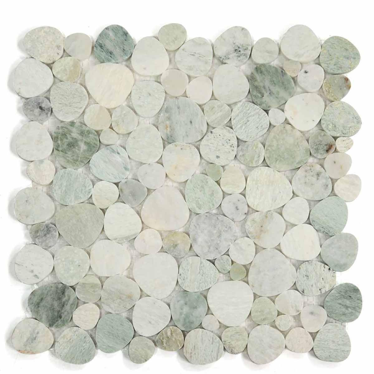 Marble Pebbles Mosaics Heart Shape - River Green