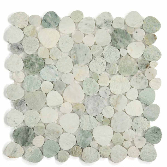 Marble Pebbles Mosaics Heart Shape - River Green