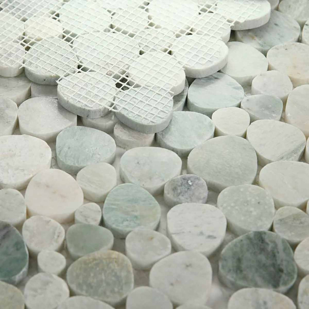 Marble Pebbles Mosaics Heart Shape - River Green