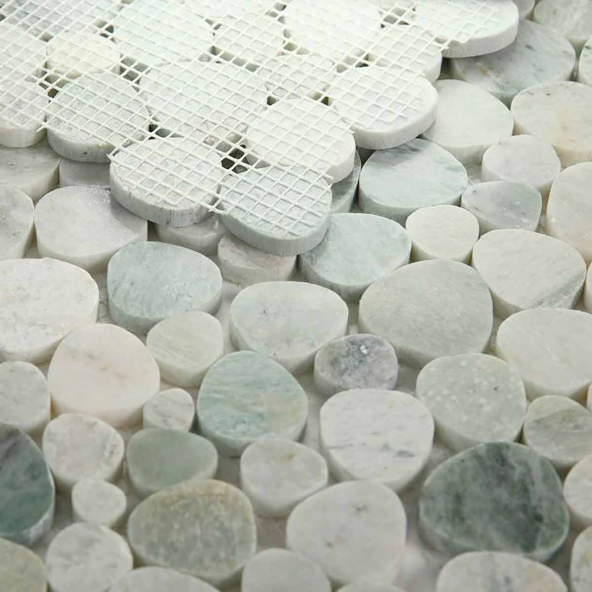 Marble Pebbles Mosaics Heart Shape - River Green