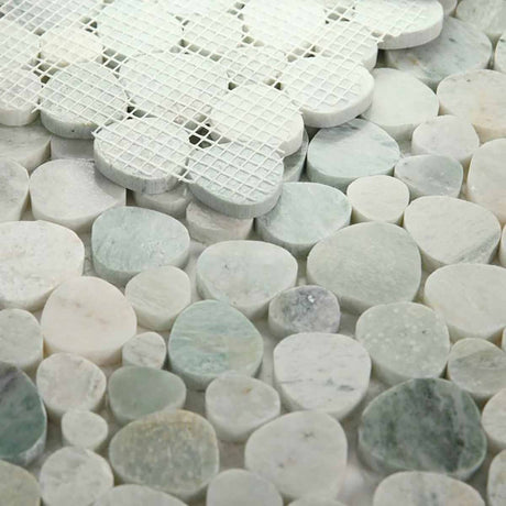Marble Pebbles Mosaics Heart Shape - River Green