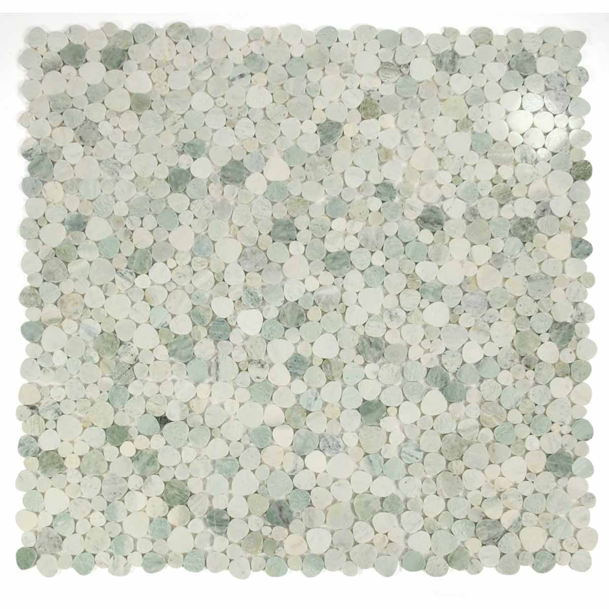 Marble Pebbles Mosaics Heart Shape - River Green