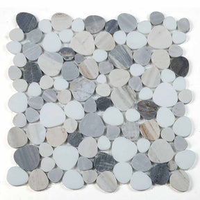 Beach Rocks heart shape marble pebble mosaic tile honed finish