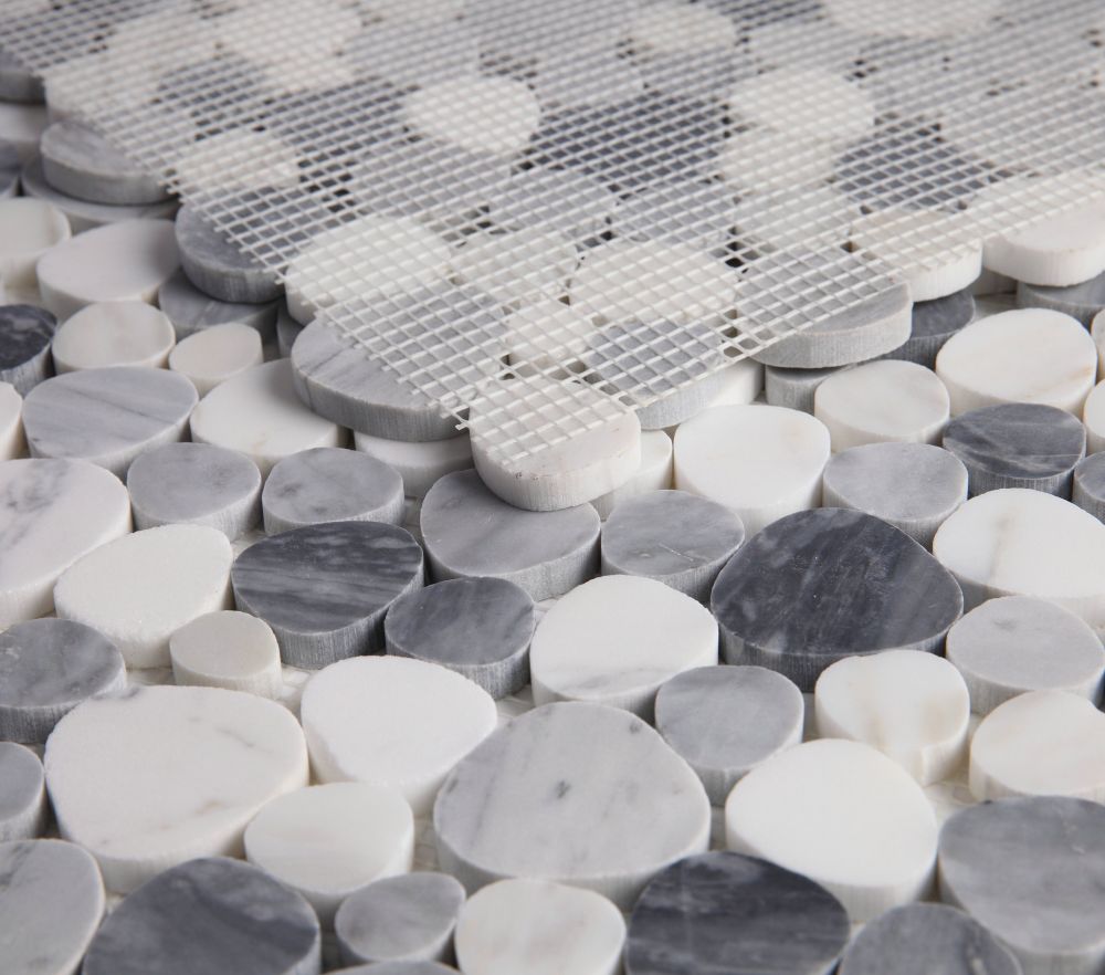 Marble Pebbles Mosaics Heart Shape - Calacatta Gray