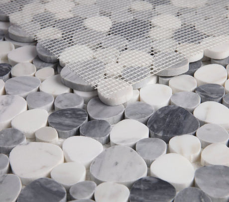 Marble Pebbles Mosaics Heart Shape - Calacatta Gray
