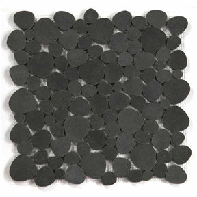 Volcanic Black heart shape marble pebble mosaic tile honed finish