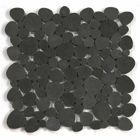 Marble Pebbles Mosaics Heart Shape - Volcanic Black
