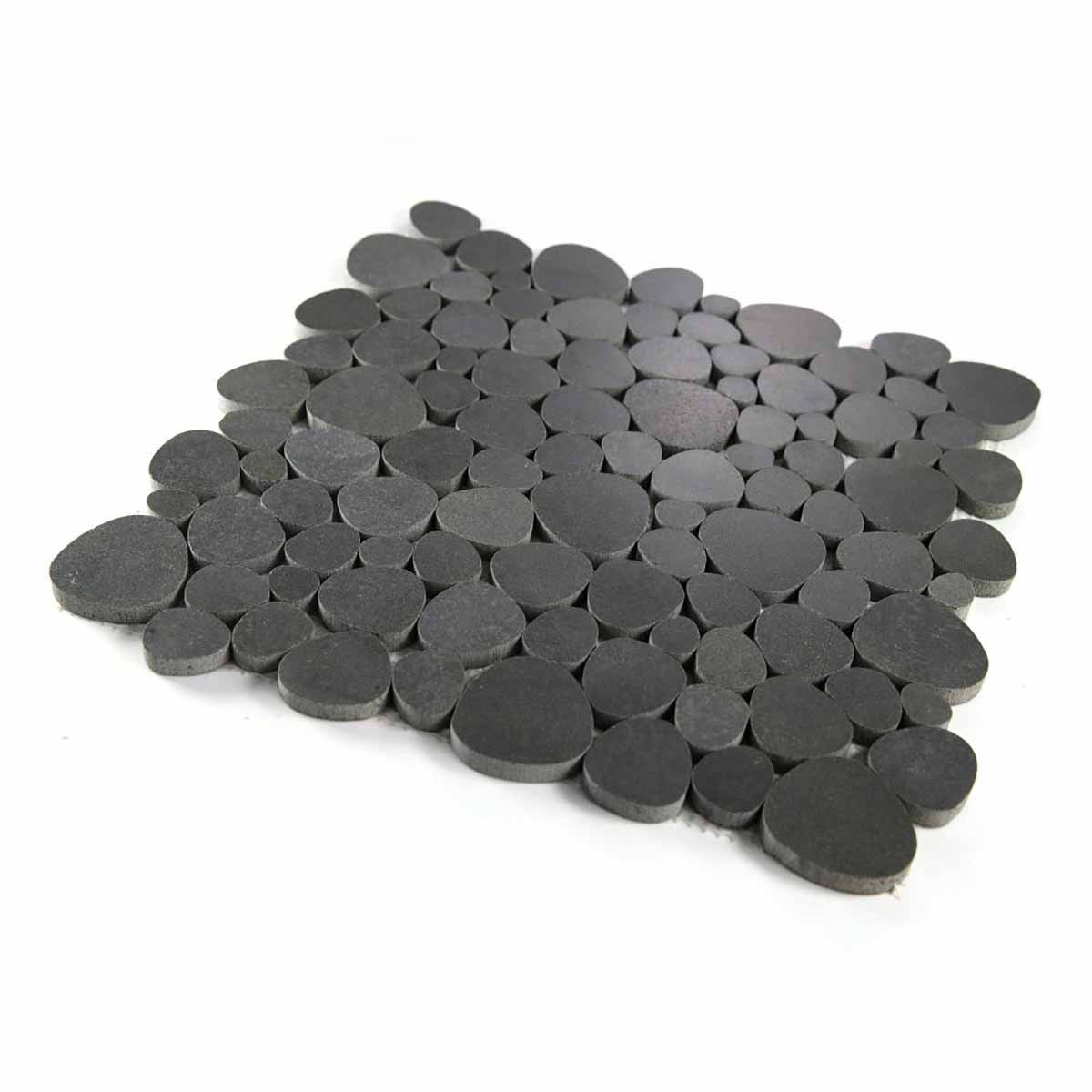 Marble Pebbles Mosaics Heart Shape - Volcanic Black