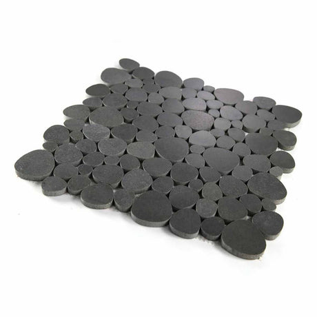 Marble Pebbles Mosaics Heart Shape - Volcanic Black