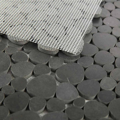 Marble Pebbles Mosaics Heart Shape - Volcanic Black
